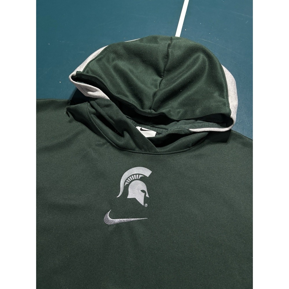Nike Michigan State Spartans Hoodie Sweatshirt Men's Small Center Swoosh Green - Picture 2 of 9